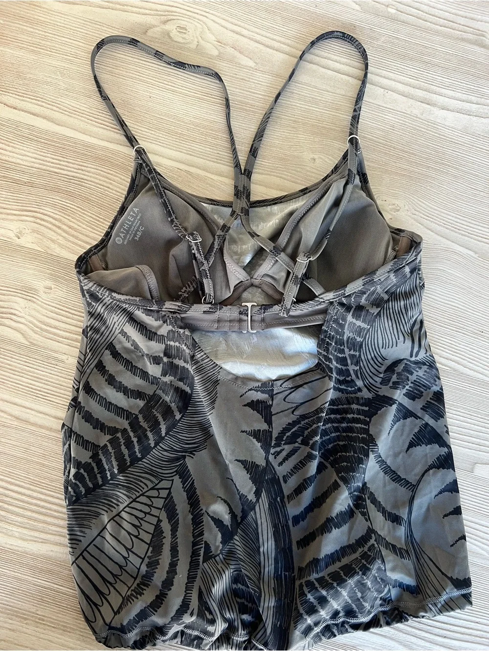 Athleta Green and Black Printed Spaghetti-Strap Tankini
